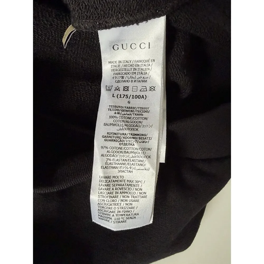 Gucci Interlocking G Logo Hoodie Black Cotton Sweatshirt Men’s Large 721427 NWT